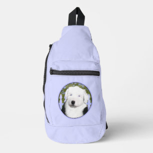 Old English Sheepdog Puppy Schilderij Pet Dog Art Sling Bag
