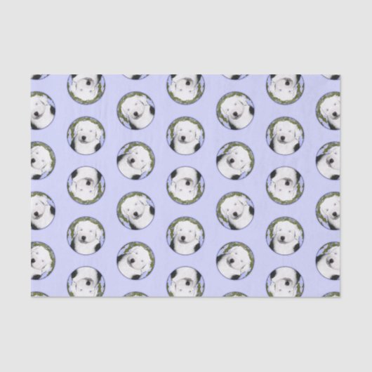 Old English Sheepdog Puppy Schilderij Pet Dog Art Tissuepapier (Voorkant)