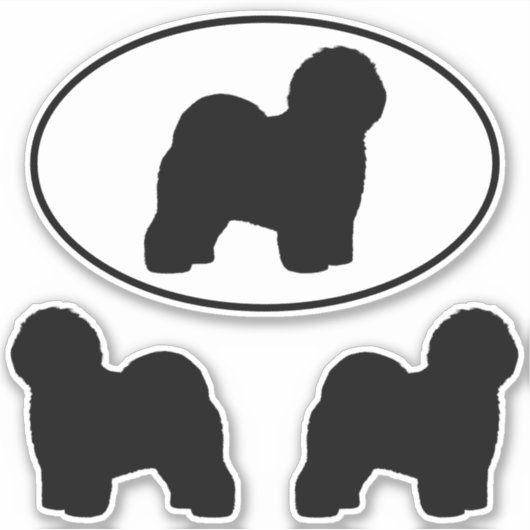 Old English Sheepdog Silhouettes Vinyl Sticker Set (Voorkant)