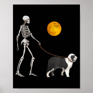 Old English Sheepdog Skelet Hondenwandeling Poster