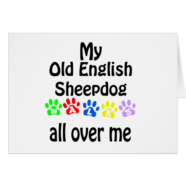 Old English Sheepdog Walks Design (Devant horizontal)