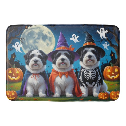 Old English Sheepdogs Pumpkin Halloween Grappig Badmat (Voorkant)