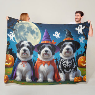 Old English Sheepdogs Pumpkin Halloween Grappig Fleece Deken