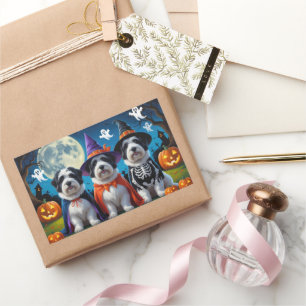 Old English Sheepdogs Pumpkin Halloween Grappig Rechthoekige Sticker