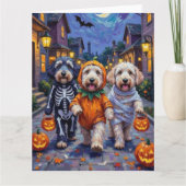 Old English Sheepdogs Trick-or-Treating Halloween Kaart (Voorkant)