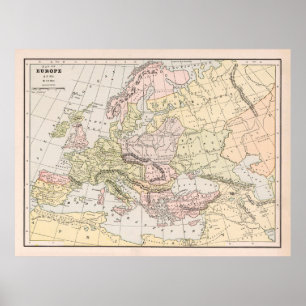 Old Europe 800 AD Map (1901) Poster