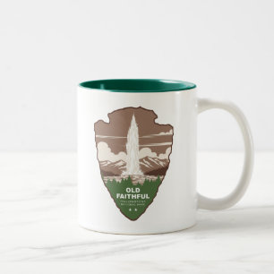 Old Faithful Yellowstone National Park Pijl Tweekleurige Koffiemok