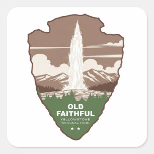 Old Faithful Yellowstone National Park Pijl Vierkante Sticker