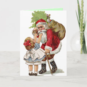 Old Fashion Christmas Kaart Vintage Santa