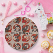 Old Fashion Halloween Faux Cross-Stitch Borden Papieren Bordje (Feest)