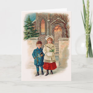 Old Fashion kerstKaart Feestdagen Kaart