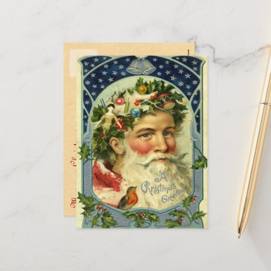 Old Fashion Kerstman Briefkaarten (Voorkant / Achterkant in situ)