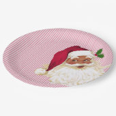 Old Fashioned Black Santa Cranberry Stripe Papieren Bordje (Gekanteld)