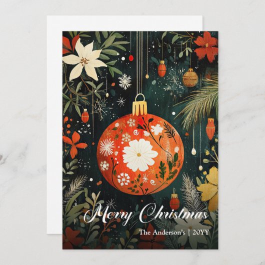 Old Fashioned Christmas Bauble Digital Greeting Feestdagenkaart (Voorkant / Achterkant)