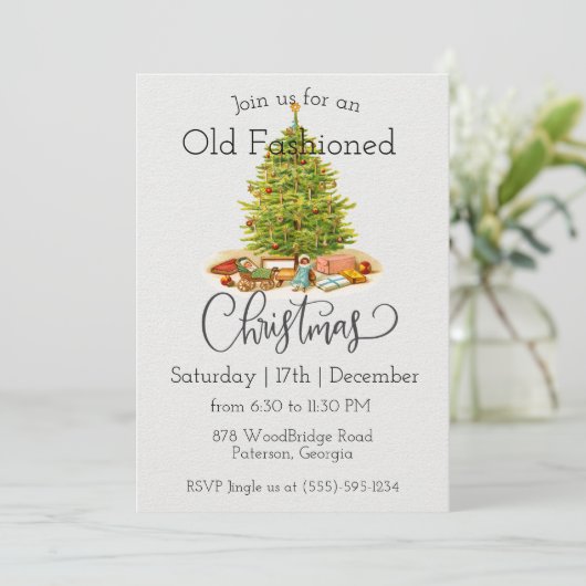 Old Fashioned Christmas Party Invitation (Debout devant)