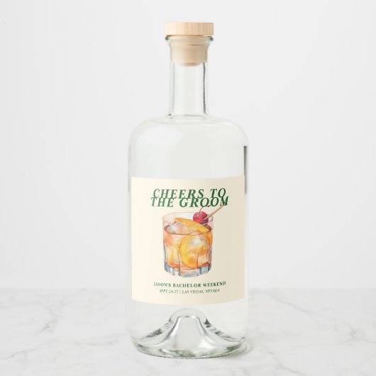 Old Fashioned Cocktail Bachelor Weekend Likeurfles Etiket (Voorkant)