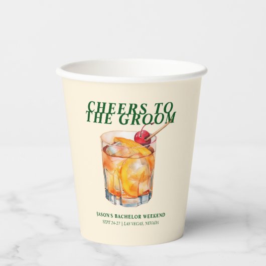 Old Fashioned Cocktail Bachelor Weekend Papieren Bekers (Voorkant)