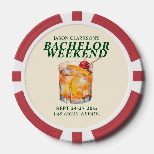 Old Fashioned Cocktail Bachelor Weekend Poker Chips (Voorkant)