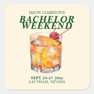 Old Fashioned Cocktail Bachelor Weekend Vierkante Sticker