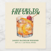 Old Fashioned Cocktail Bachelor Weekend Wijn Etiket (Enkel label)