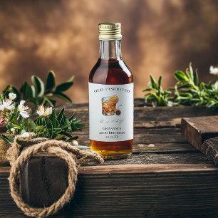 "Old Fashioned" Cocktail Verjaardag Likeurfles Etiket