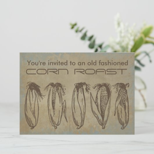 Old Fashioned Corn Roast Invitation Kaart (Staand voorkant)