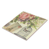 Old Fashioned Floral Bird Ceramic Tegel Tegeltje (Zijkant)