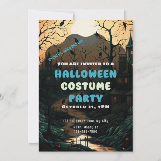 Old Fashioned Halloween Town Halloween Kaart (Voorkant)