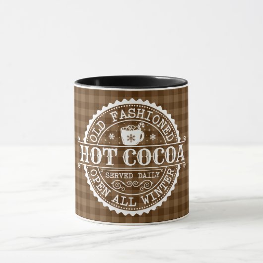 Old Fashioned Hot Cocaca Brown Checkered Mok (Midden)