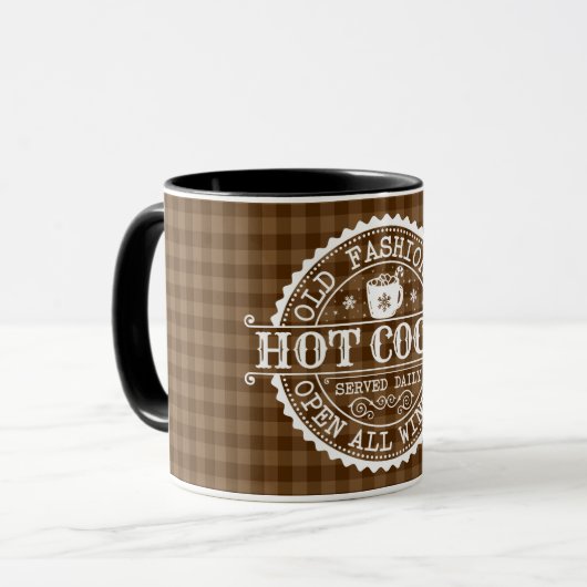 Old Fashioned Hot Cocaca Brown Checkered Mok (Voorkant links)