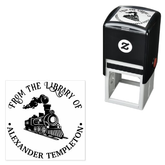 Old Fashioned Locomotive Train Library Book Name Zelfinktende Stempel (In situ)