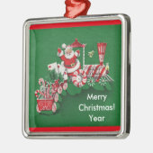 Old Fashioned Santa Snoep Train Metalen Ornament (Links)