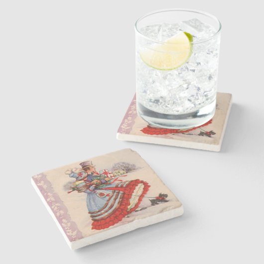 Old Fashioned Shopping Kerstmis Onderzetter (Zijkant)