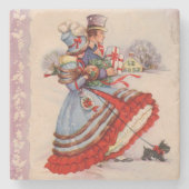 Old Fashioned Shopping Kerstmis Onderzetter (Voorkant)