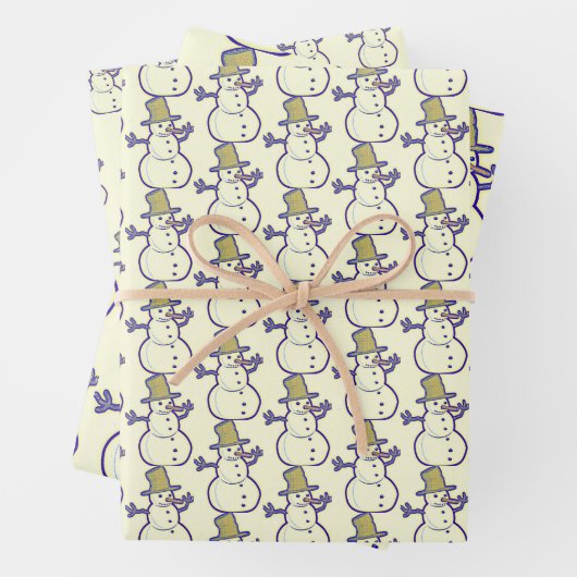 Old Fashioned Snowman Inpakpapier Vel (In situ)