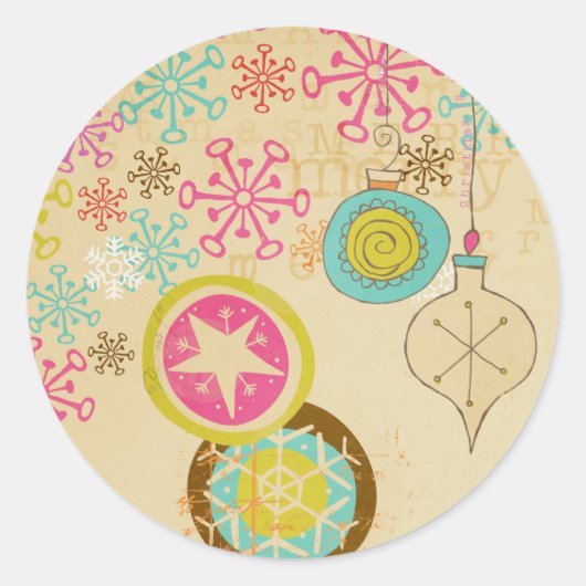 Old Fashioned Typography Holiday Round Sticker (Voorkant)
