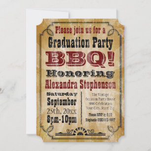 Old-Fashioned Vintage BBQ Graduation Party Kaart