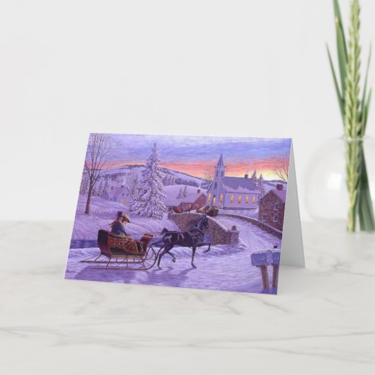 Old Fashioned Vintage Kerstmis Feestdagen Kaart (Voorkant)