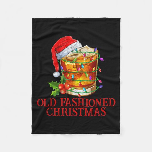 Old Fashioned Whiskey Christmas Funny Bourbon Tail Fleece Deken (Voorkant)