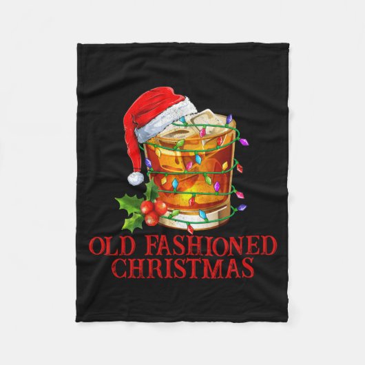Old Fashioned Whiskey Christmas Funny Bourbon Tail Fleece Deken (Voorkant)
