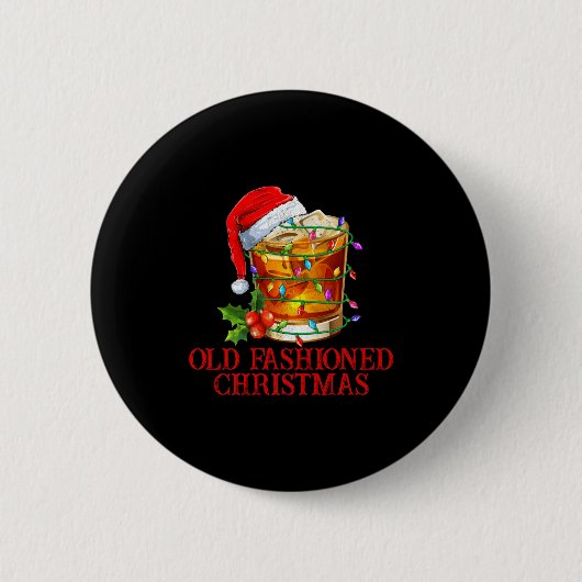 Old Fashioned Whiskey Christmas Funny Bourbon Tail Ronde Button 5,7 Cm (Voorkant)