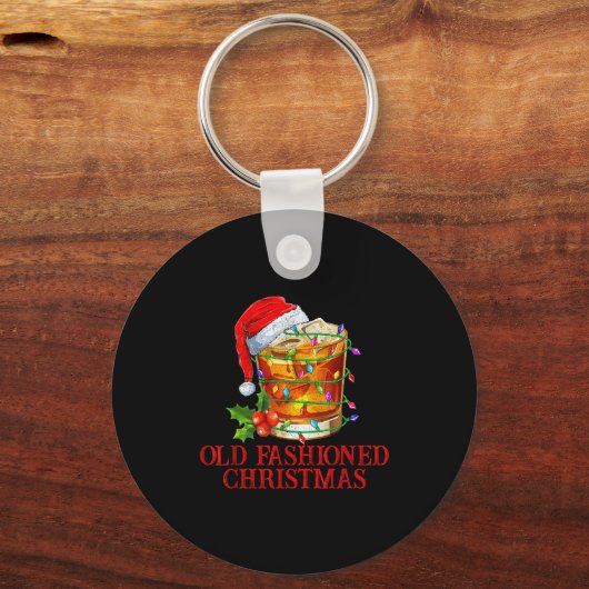 Old Fashioned Whiskey Christmas Funny Bourbon Tail Sleutelhanger (Voorkant)