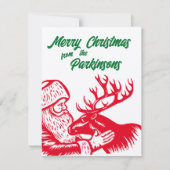 Old Fashioned Woodcut Santa Claus en Reindeer Feestdagenkaart (Voorkant)