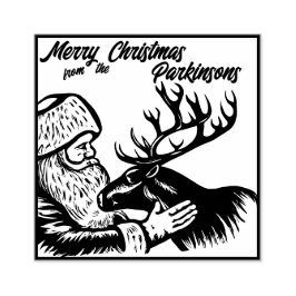 Old Fashioned Woodcut Santa Claus en Reindeer Rubberstempel