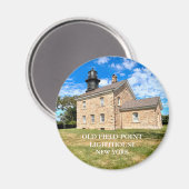 Old Field Point Lighthouse, New York Round Magnet (Recto/Verso)