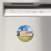 Old Field Point Lighthouse, New York Round Magnet (In Situ (Lave-vaisselle))
