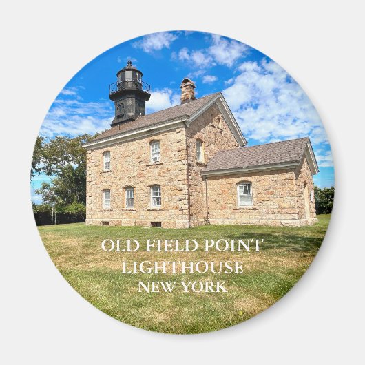 Old Field Point Lighthouse, New York Round Magnet (Devant)