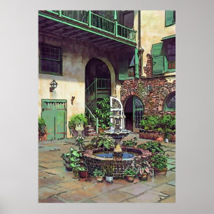 Old French Courtyard Poster