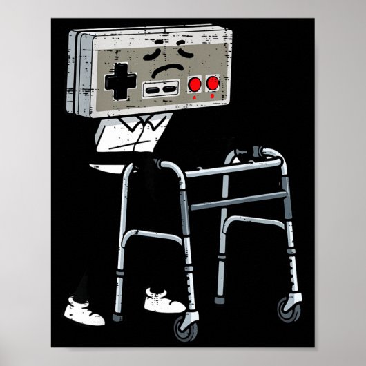 Old Gaming Controller Walker Funny Gamer Men Women Poster (Voorkant)