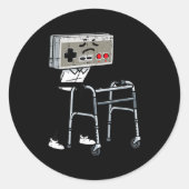 Old Gaming Controller Walker Funny Gamer Men Women Ronde Sticker (Voorkant)